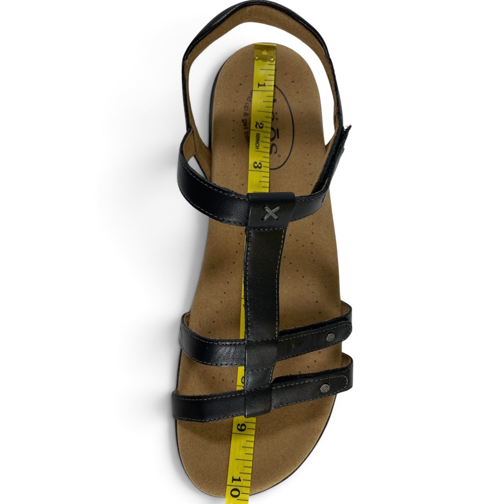 Taos Trophy 2 Black Leather Comfort Sandals Womens 9 NWOB Strappy Walking - Picture 15 of 16